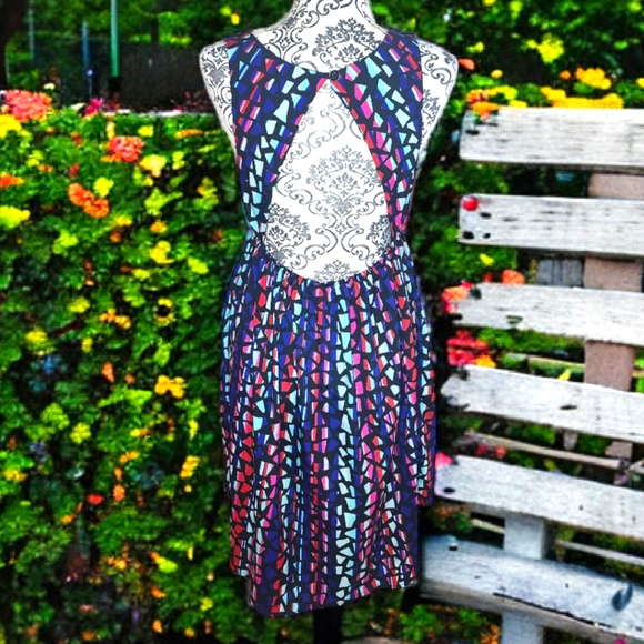 ROXY Geometric Multi Colored Mini Sleeveless Dress- XLarge - Picture 2 of 6